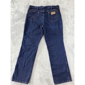 Wrangler Jeans Mens‎ 38x32 Blue Denim Cowboy Cut Slim Fit Dark Wash 937STR